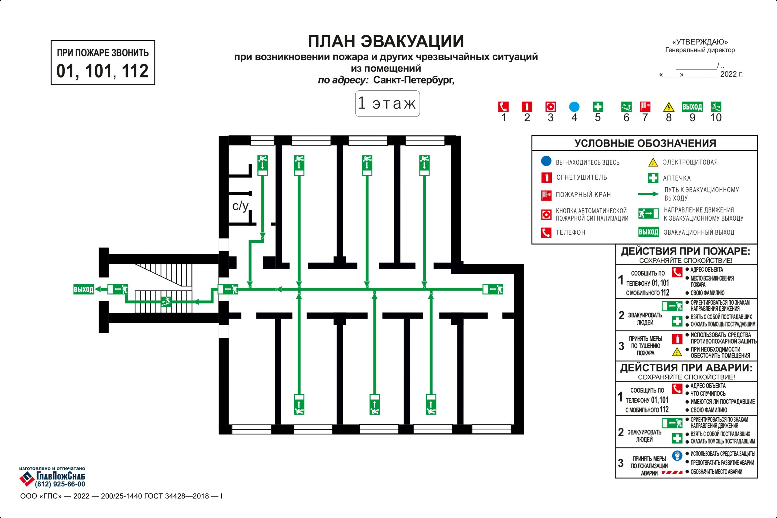 Гост 34428 2018 с изменениями 2022 план эвакуации